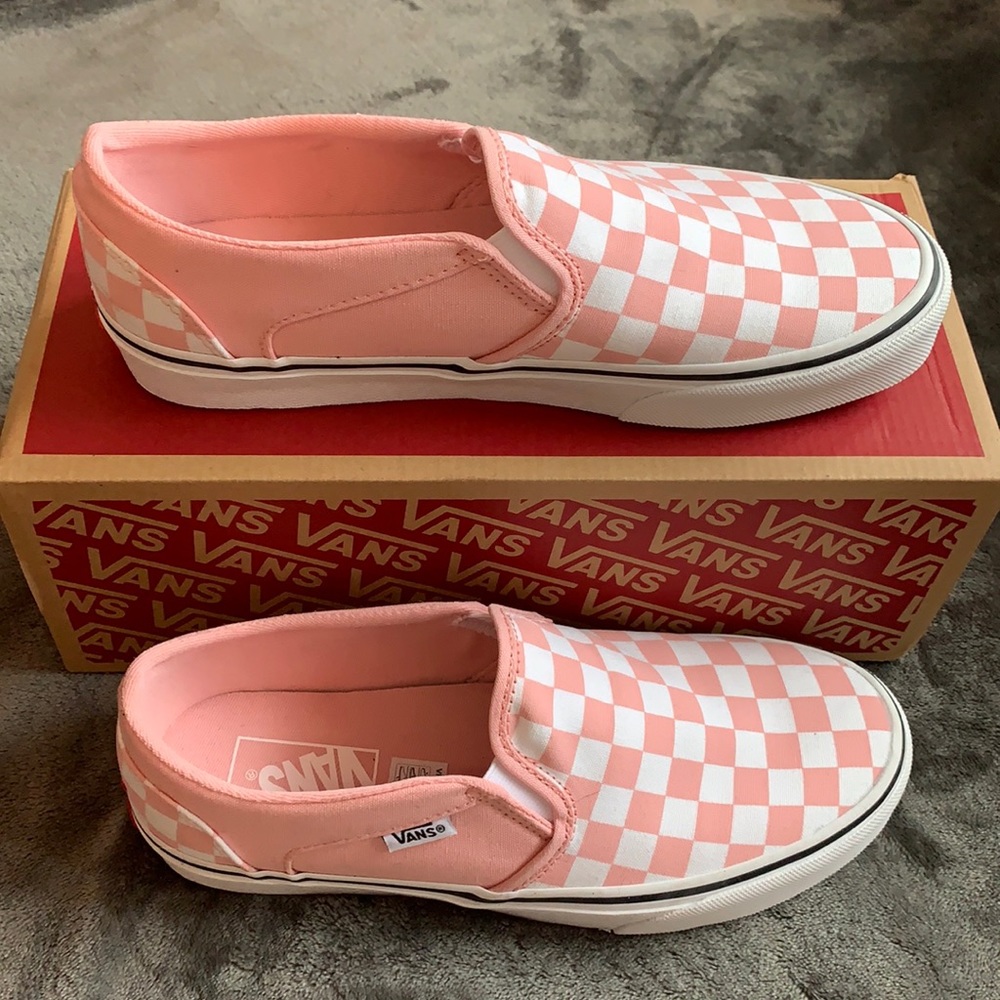 Light pink and white checkerboard Asher Vans